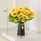 Spring Tabletop Decor – Artificial Sunflower Arrangement in Black Vase, 3 Bunches of Lifelike Sunflowers with Rustic Farmhouse Vase for Home, Office & Special Occasions